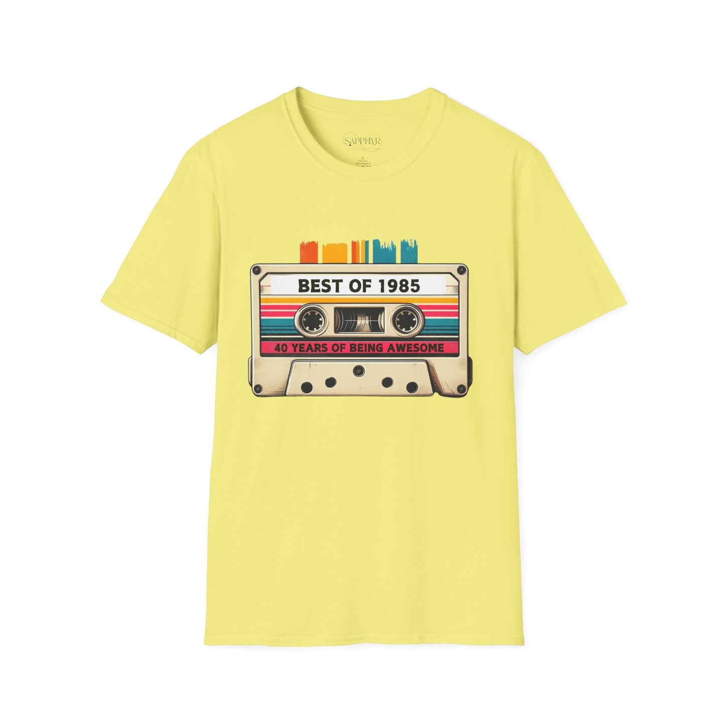 Retro 1985 Music T-Shirt, Vintage Inspired Tee, Unisex Softstyle Shirt, Gift for Music Lovers, 80s Nostalgia Apparel