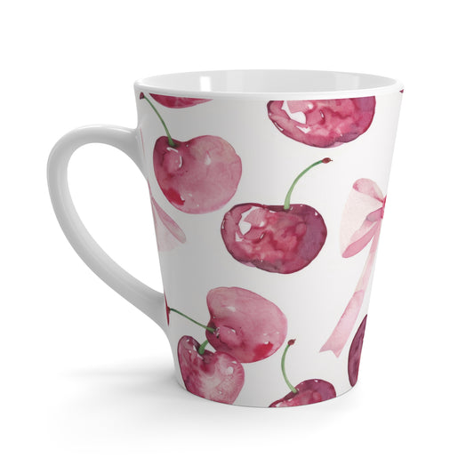 Cherry Blossom Latte Mug - Cute Watercolor Design for Coffee Lovers