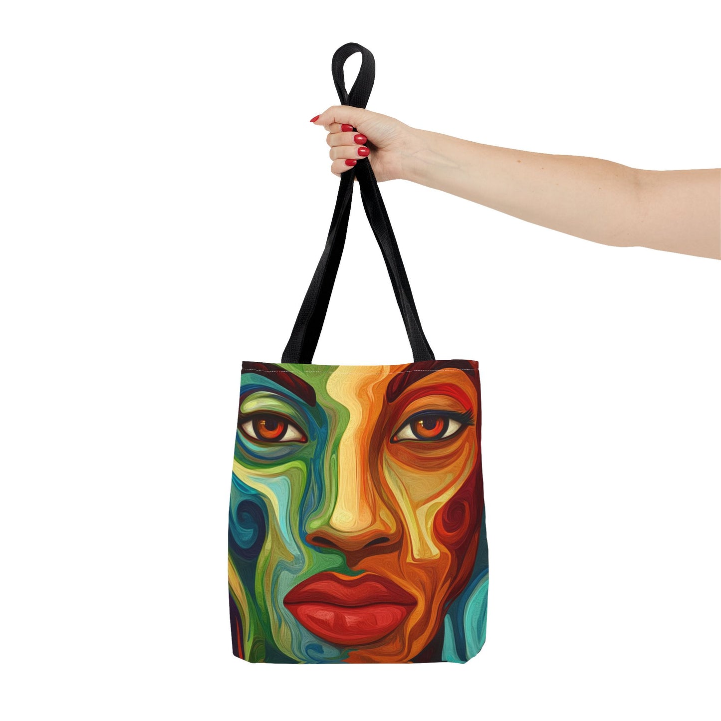 Vibrant Artistic Tote Bag - Colorful Face Design for Everyday Use