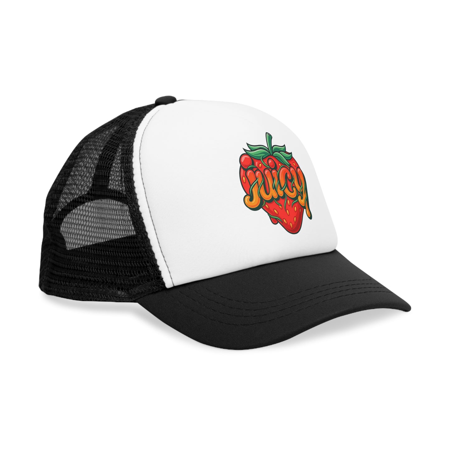 Juicy Strawberry Mesh Cap, Summer Hat, Trucker Cap, Casual Wear, Gift for Foodies, Fun Accessory --