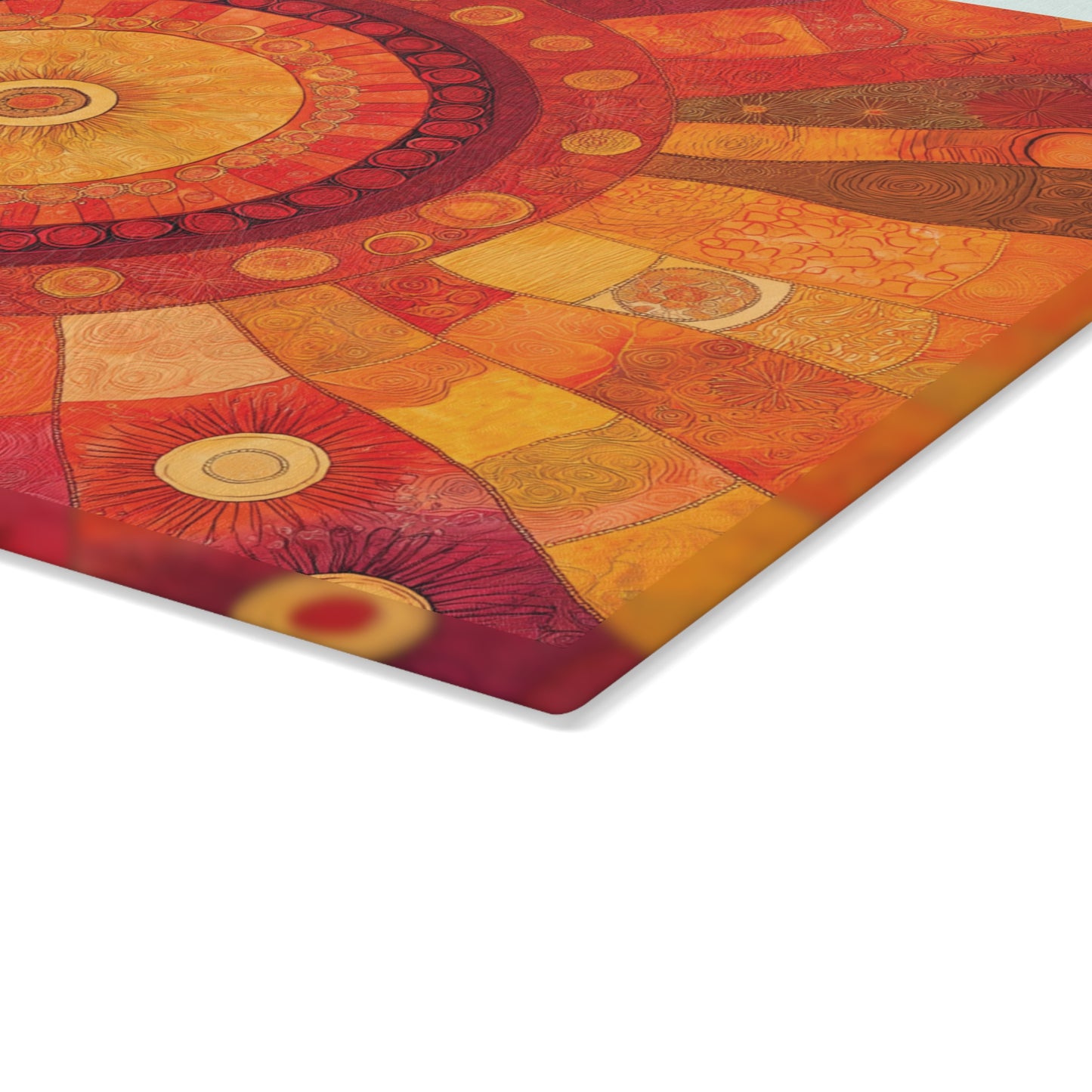 Vibrant Sunburst Glass Cutting Board - Artistic Kitchen Decor