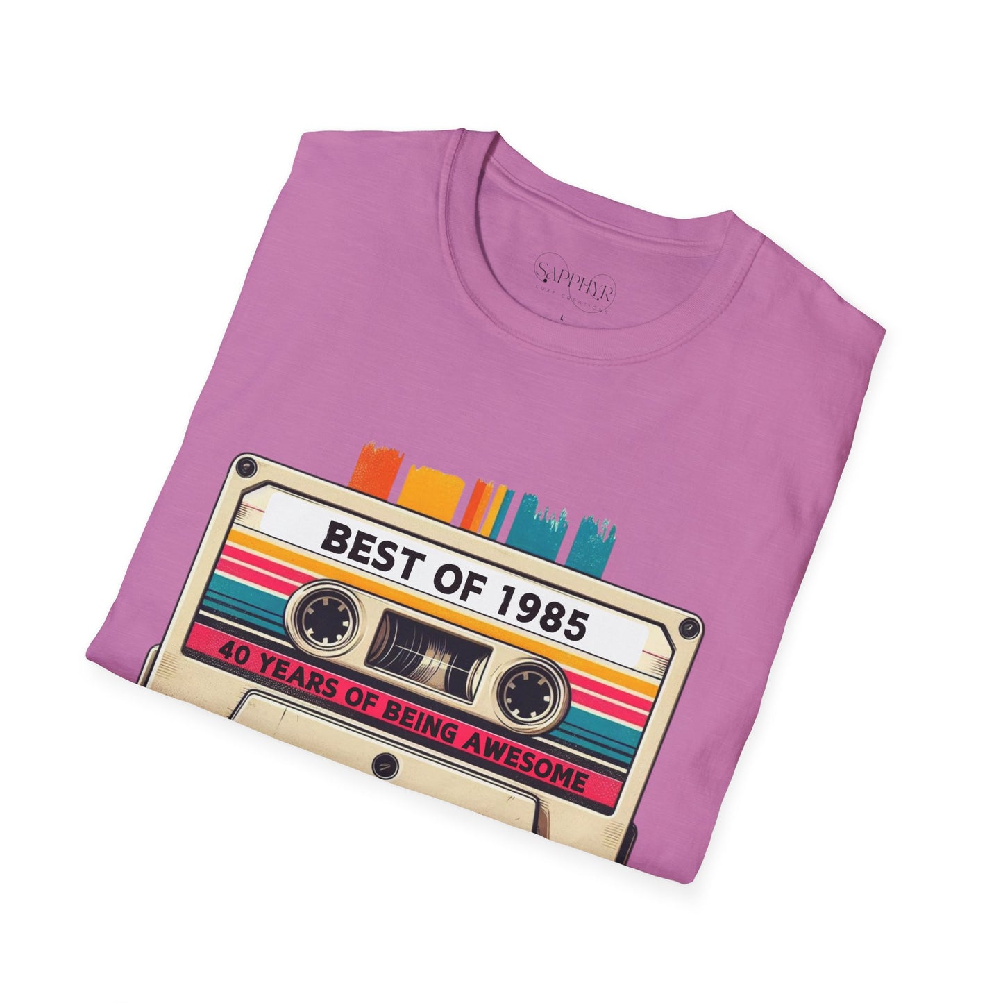 Retro 1985 Music T-Shirt, Vintage Inspired Tee, Unisex Softstyle Shirt, Gift for Music Lovers, 80s Nostalgia Apparel