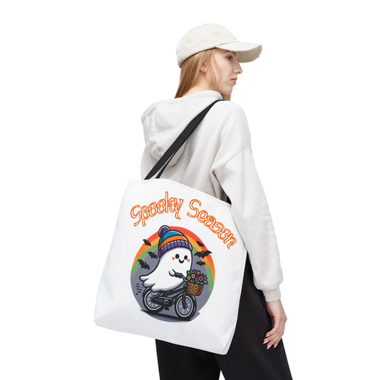 Spooky Season Tote Bag, Halloween Bag, Ghost Print Tote, Eco-Friendly Shopping Bag, Fun Fall Accessory