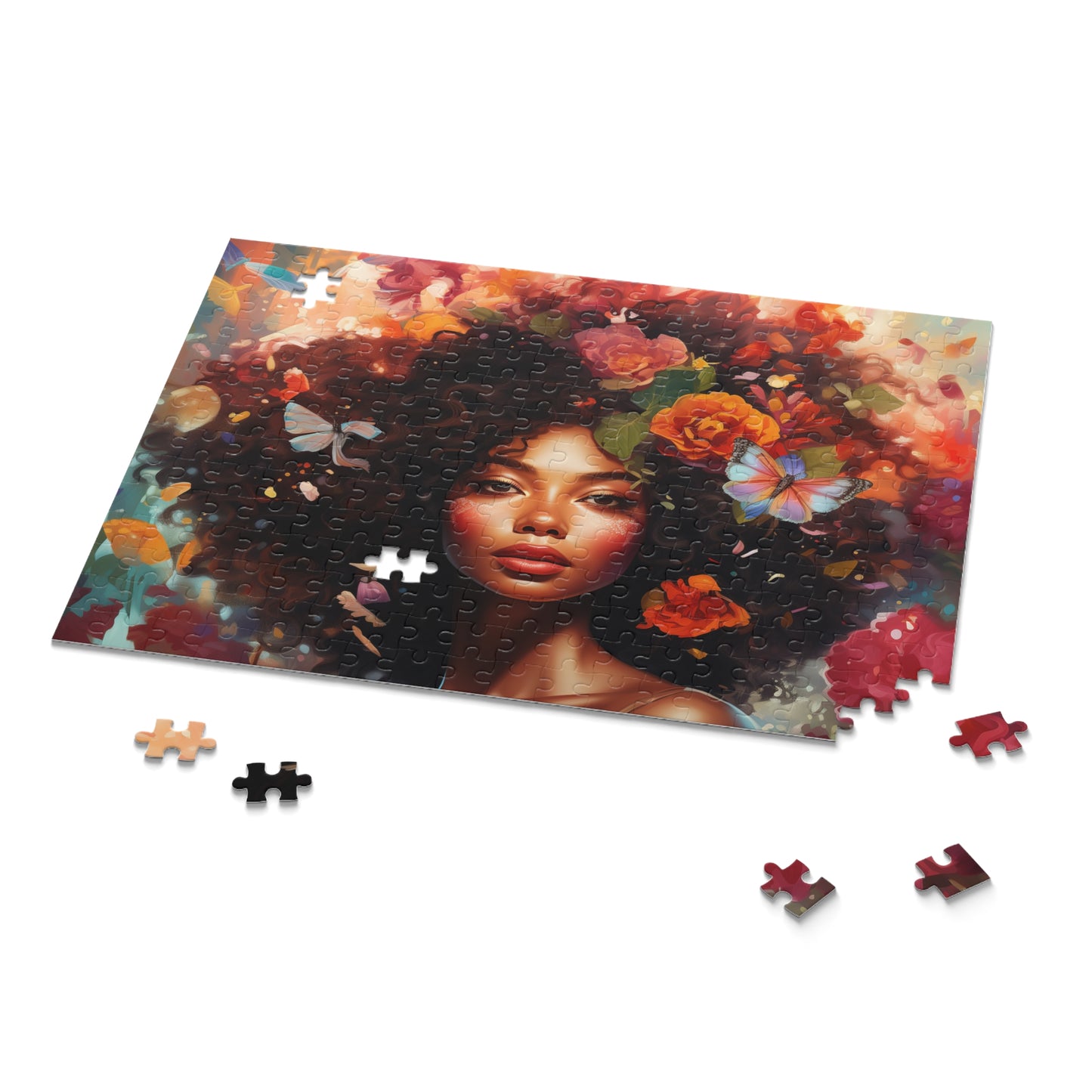 Flower Power Puzzle - 500 Piece Art Puzzle Featuring Vibrant Afro Beauty