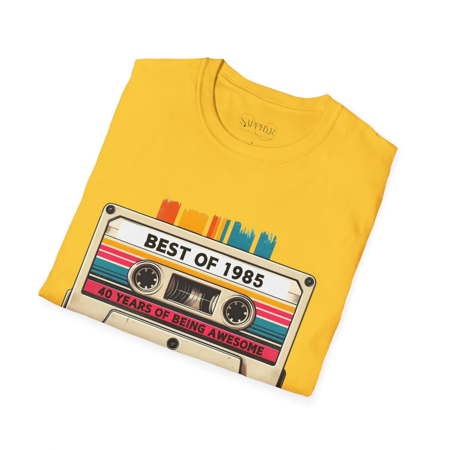 Retro 1985 Music T-Shirt, Vintage Inspired Tee, Unisex Softstyle Shirt, Gift for Music Lovers, 80s Nostalgia Apparel