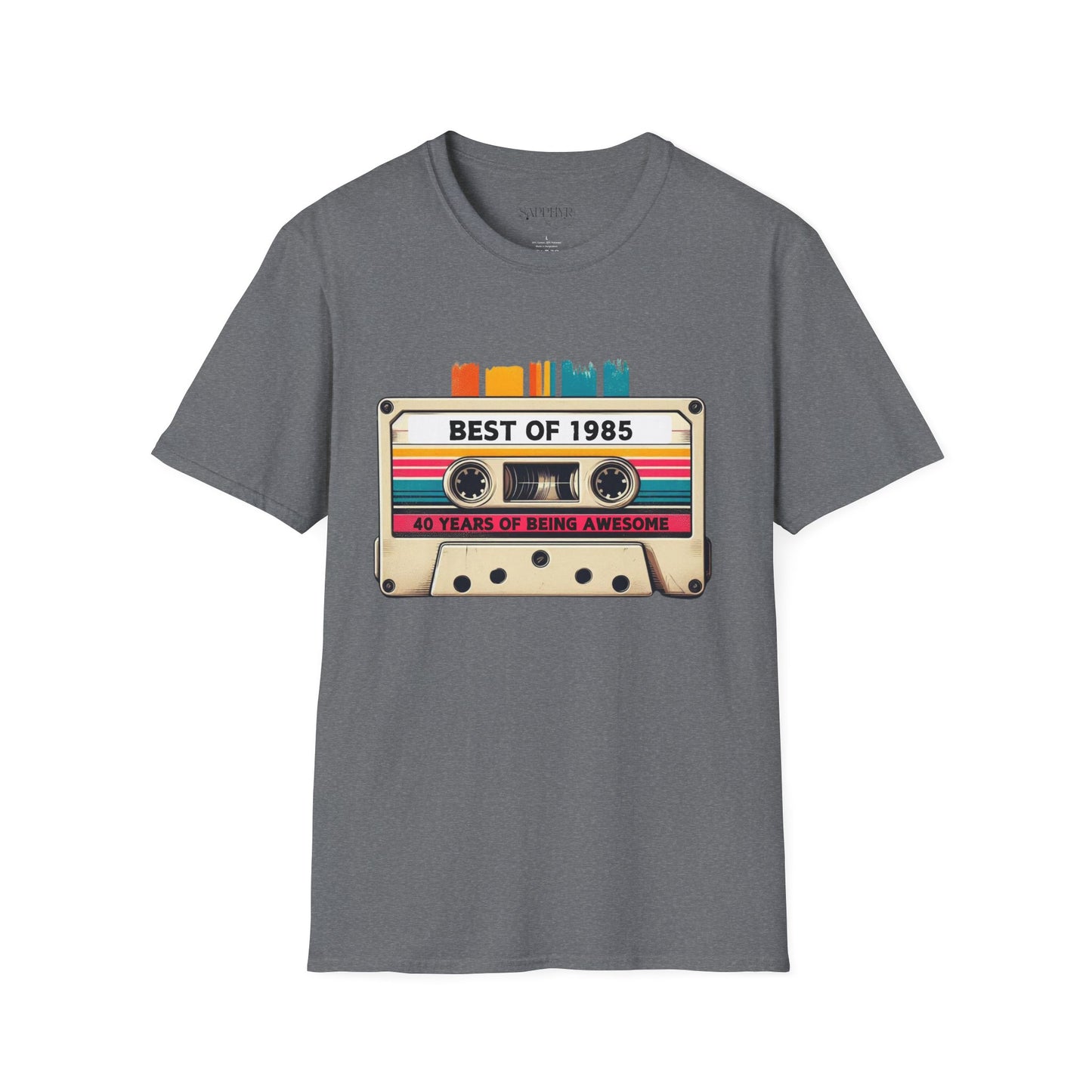 Retro 1985 Music T-Shirt, Vintage Inspired Tee, Unisex Softstyle Shirt, Gift for Music Lovers, 80s Nostalgia Apparel