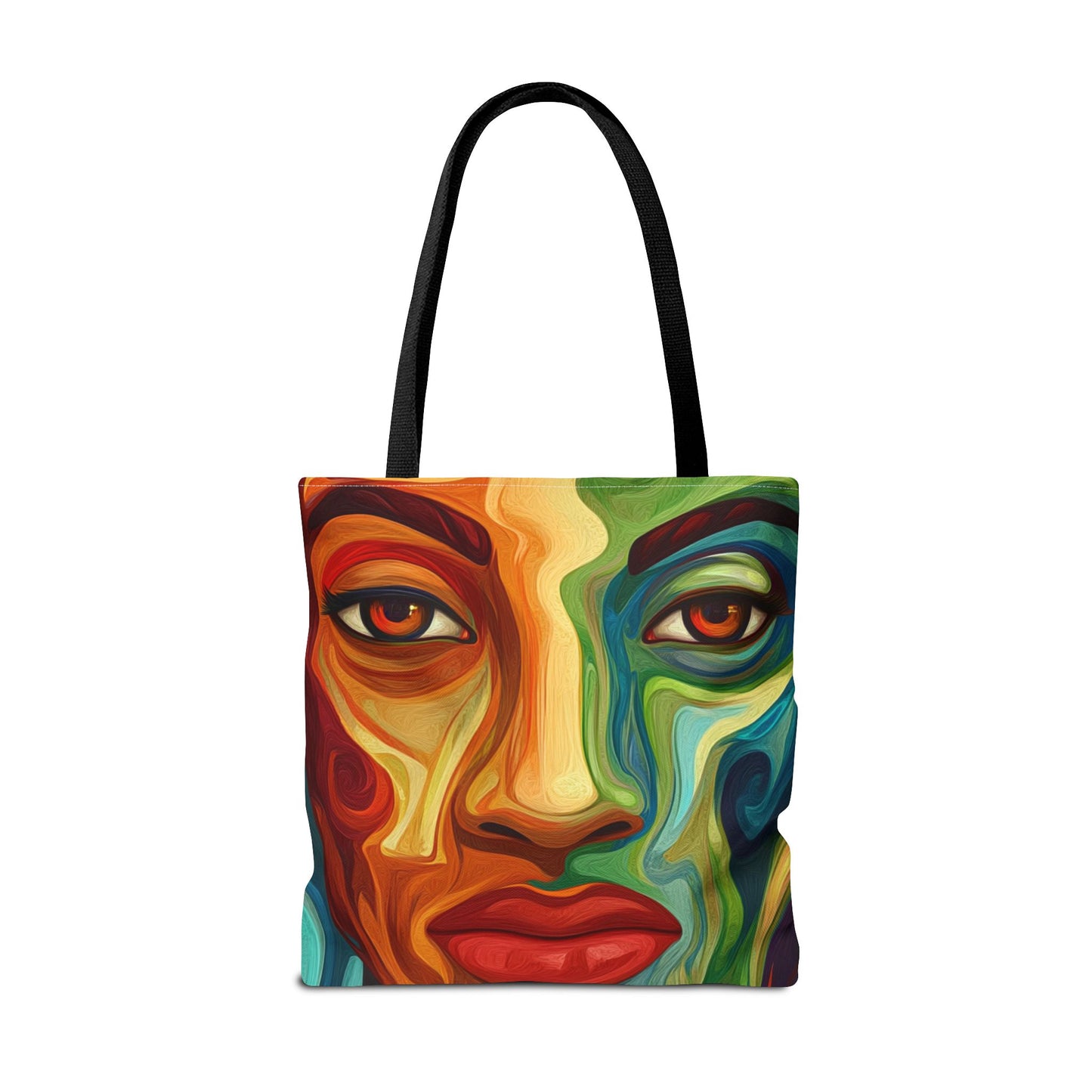 Vibrant Artistic Tote Bag - Colorful Face Design for Everyday Use