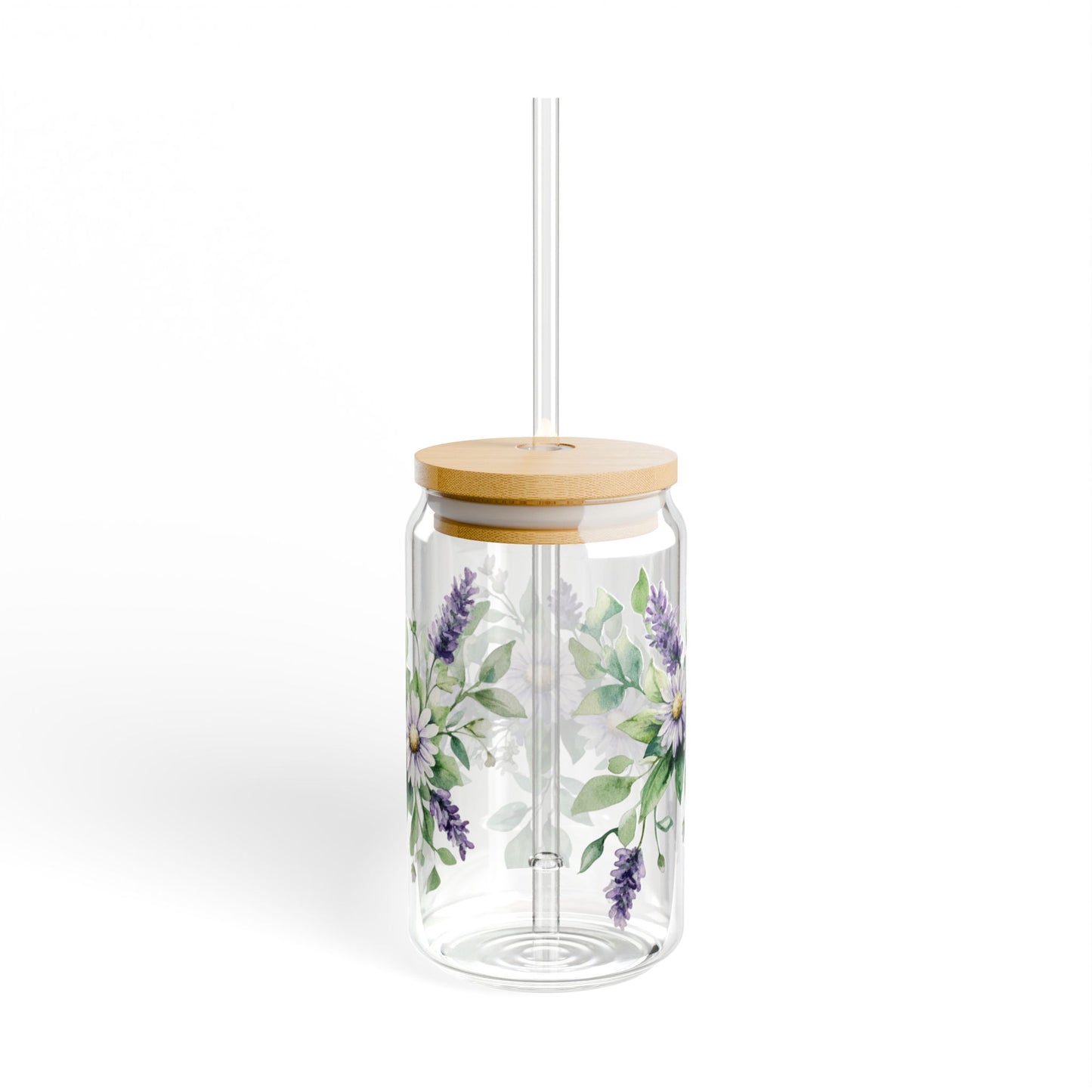 Floral Butterfly Sipper Glass - 16oz Eco-Friendly Drinkware