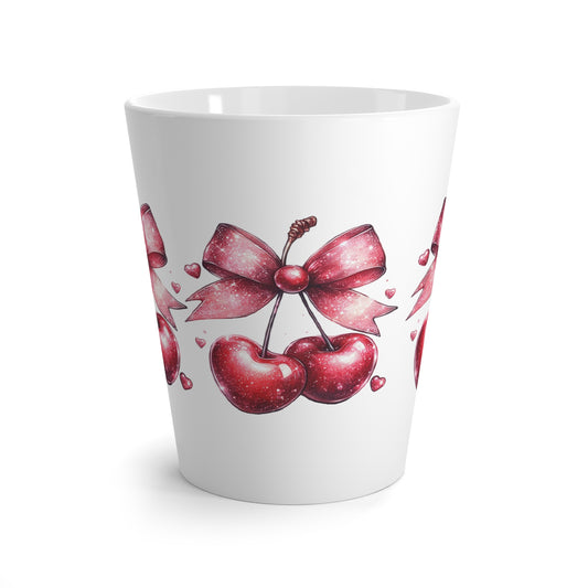 Cute Cherry Latte Mug with Ribbon Design - Perfect Gift for Holidays