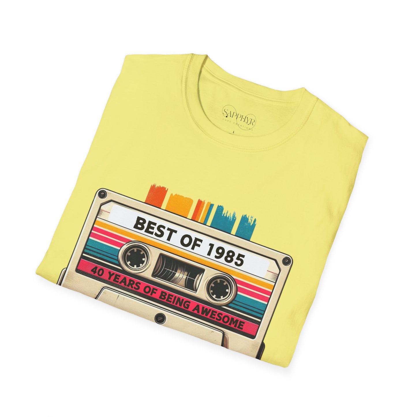 Retro 1985 Music T-Shirt, Vintage Inspired Tee, Unisex Softstyle Shirt, Gift for Music Lovers, 80s Nostalgia Apparel