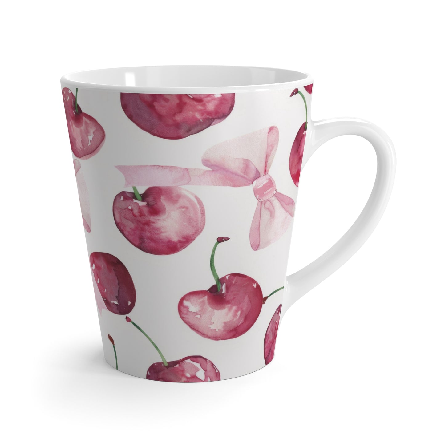 Cherry Blossom Latte Mug - Cute Watercolor Design for Coffee Lovers