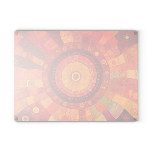Vibrant Sunburst Glass Cutting Board - Artistic Kitchen Decor