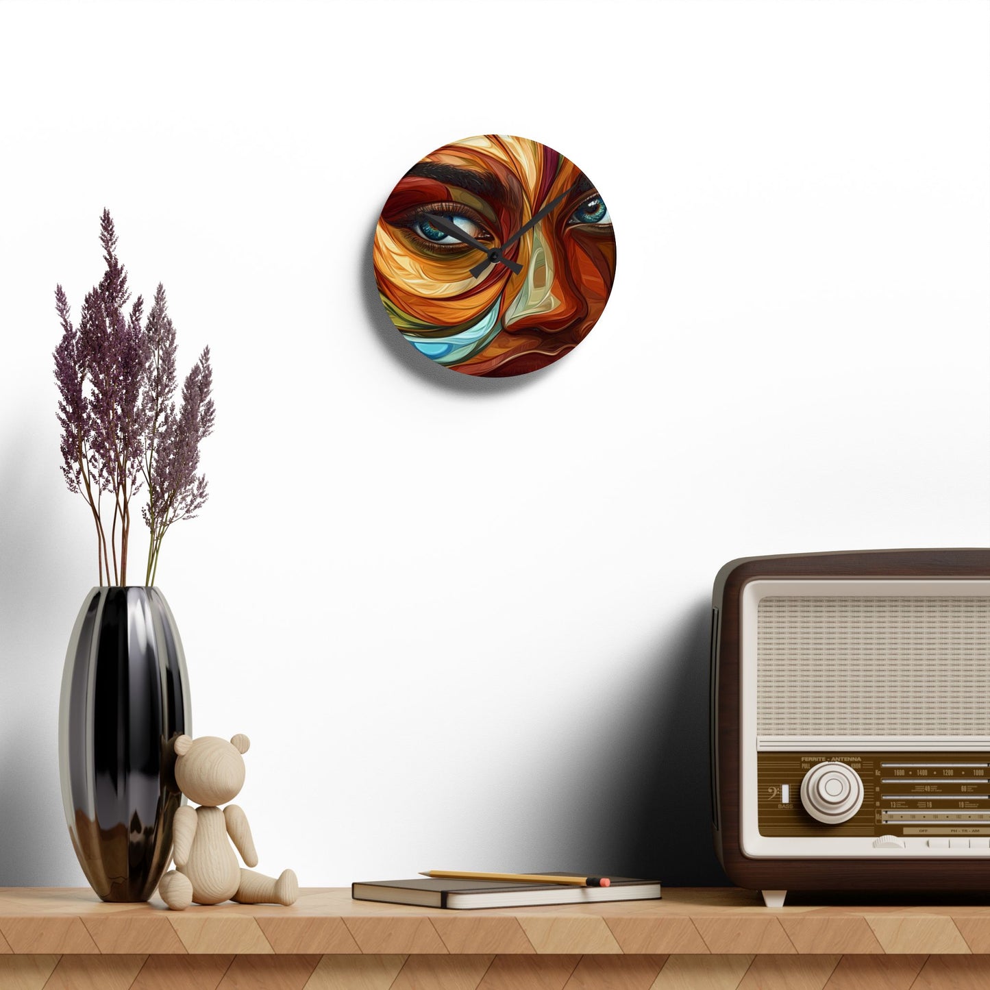 Artistic Acrylic Wall Clock - Modern Home Decor with Abstract Face Desi
