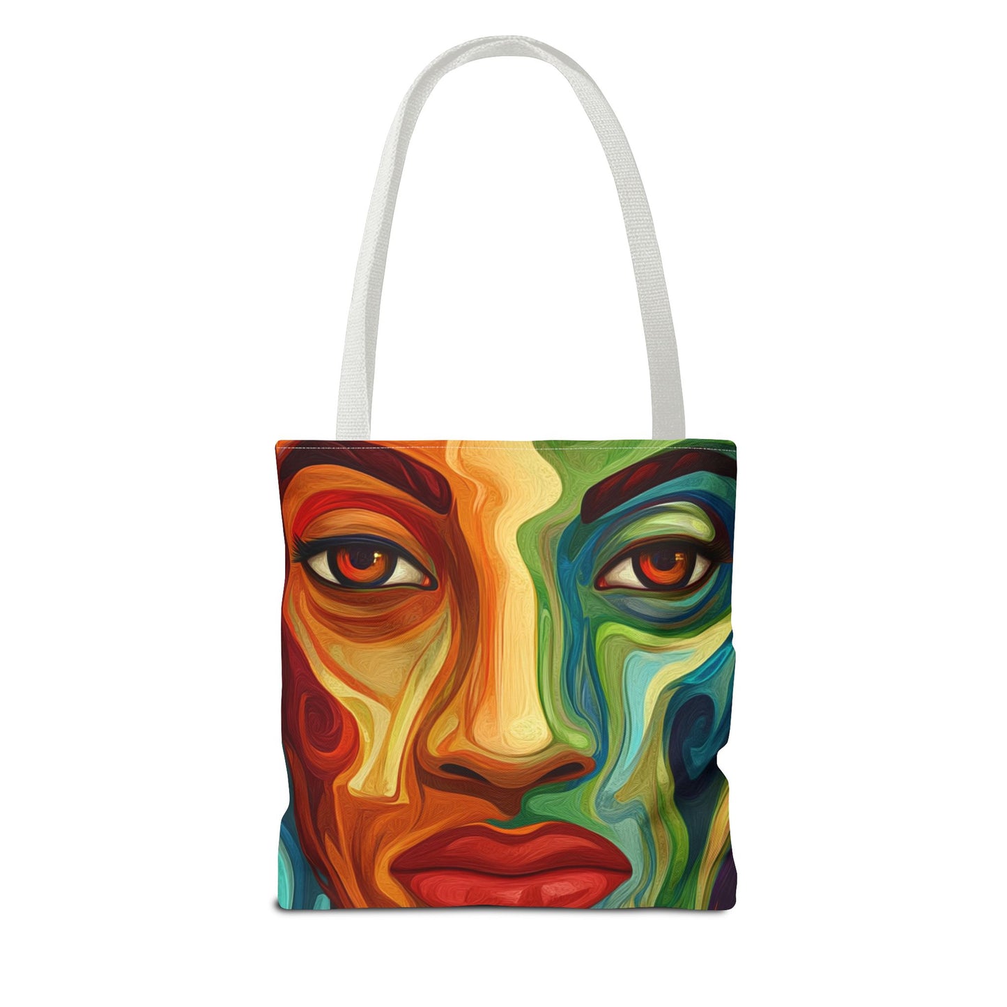 Vibrant Artistic Tote Bag - Colorful Face Design for Everyday Use