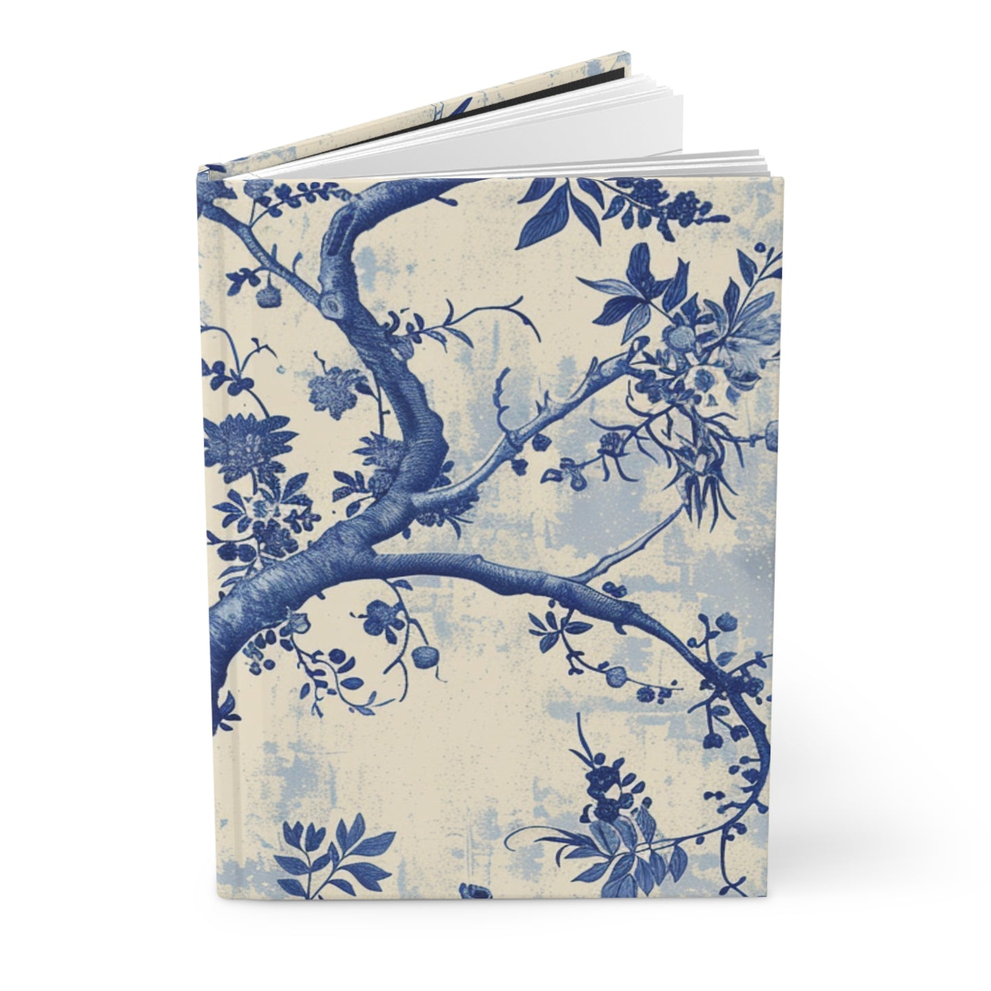 Elegant Floral Hardcover Journal - Blue and Cream Design
