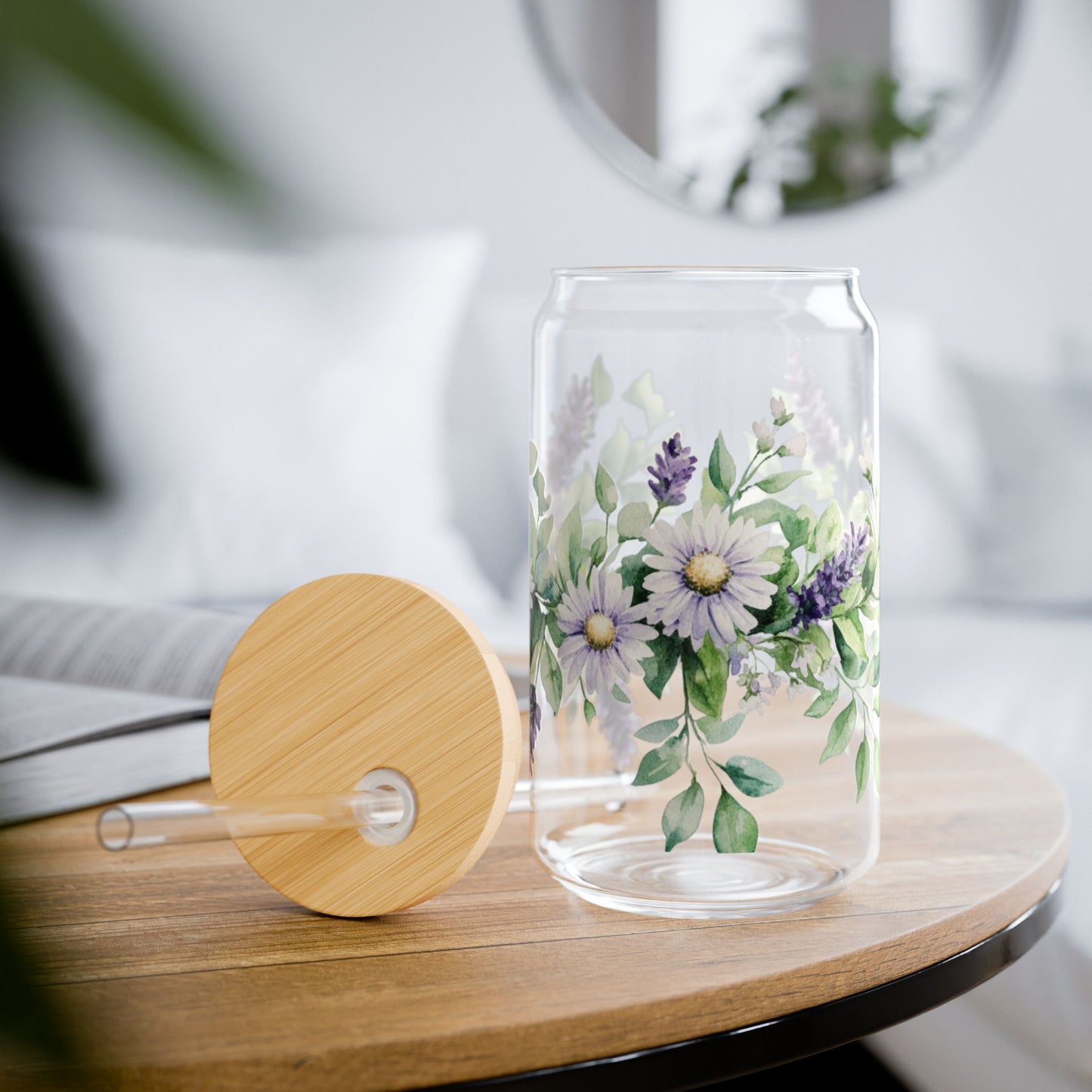Floral Butterfly Sipper Glass - 16oz Eco-Friendly Drinkware