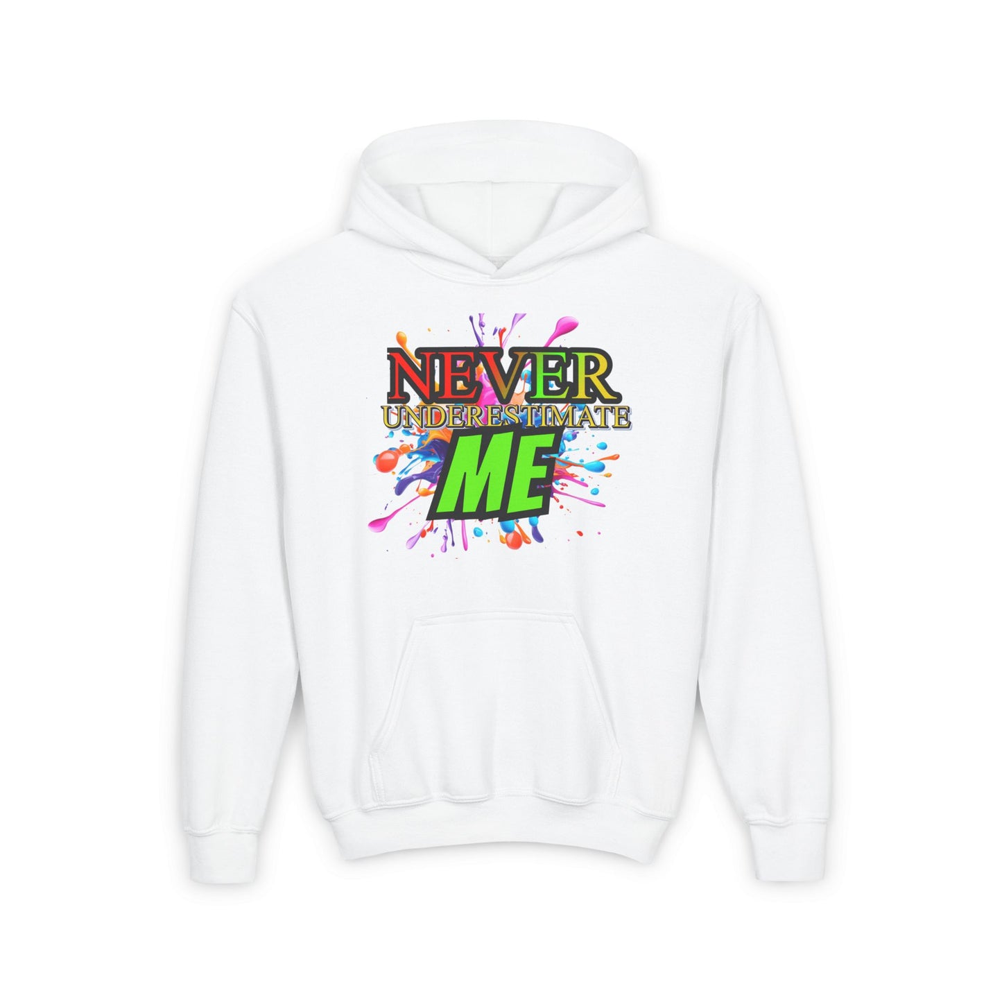 Never Underestimate Me Youth Hoodie – Motivational Graphic Hoodie for Kids & Teens | Bold & Inspiring Sweatshirt