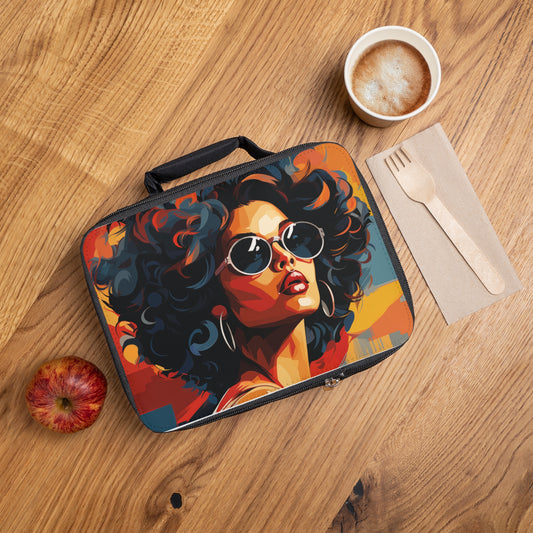 Chic Retro Lunch Bag - Stylish & Fun Food Carrier with Vibrant Artwork