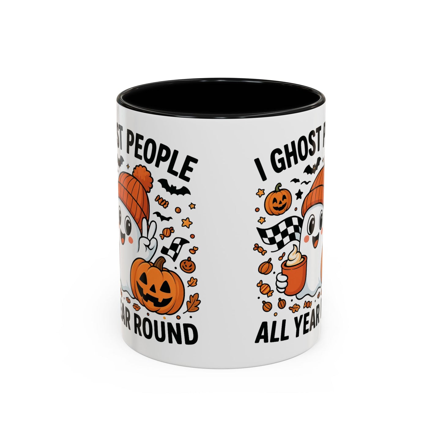 Spooky Ghost Coffee Mug | I Ghost People All Year Round | Halloween Decor, Gift for Ghost Lovers, Cute Mug, Seasonal Kitchenware