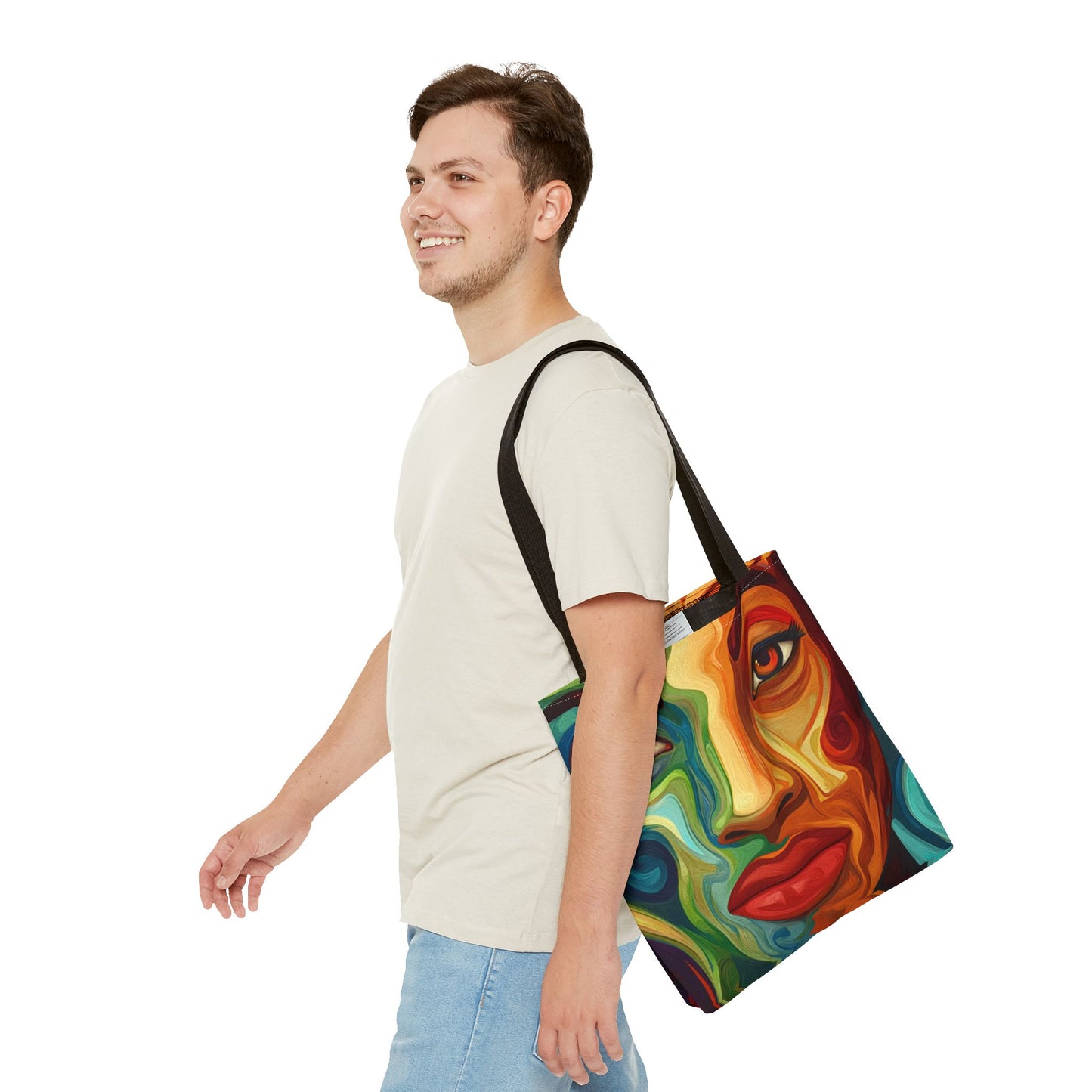Vibrant Artistic Tote Bag - Colorful Face Design for Everyday Use