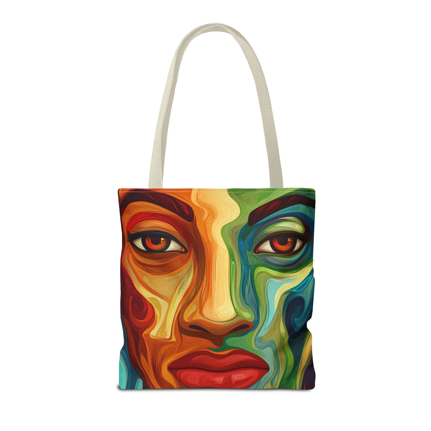 Vibrant Artistic Tote Bag - Colorful Face Design for Everyday Use