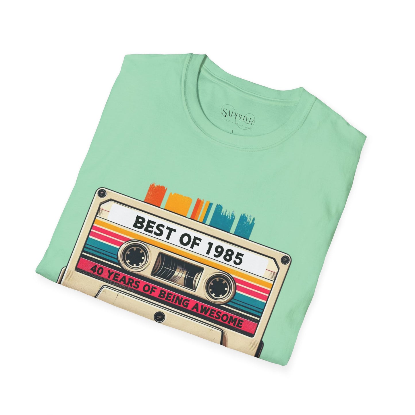 Retro 1985 Music T-Shirt, Vintage Inspired Tee, Unisex Softstyle Shirt, Gift for Music Lovers, 80s Nostalgia Apparel