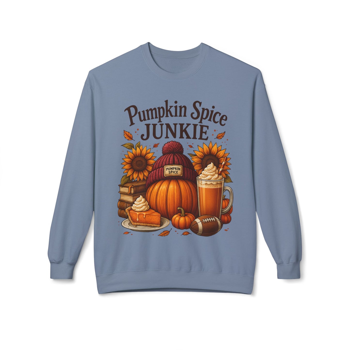 Pumpkin Spice Junkie Sweatshirt | Cozy Fall Crewneck | Harvest Themed Apparel | Perfect for Thanksgiving, Halloween, Autumn Fashion