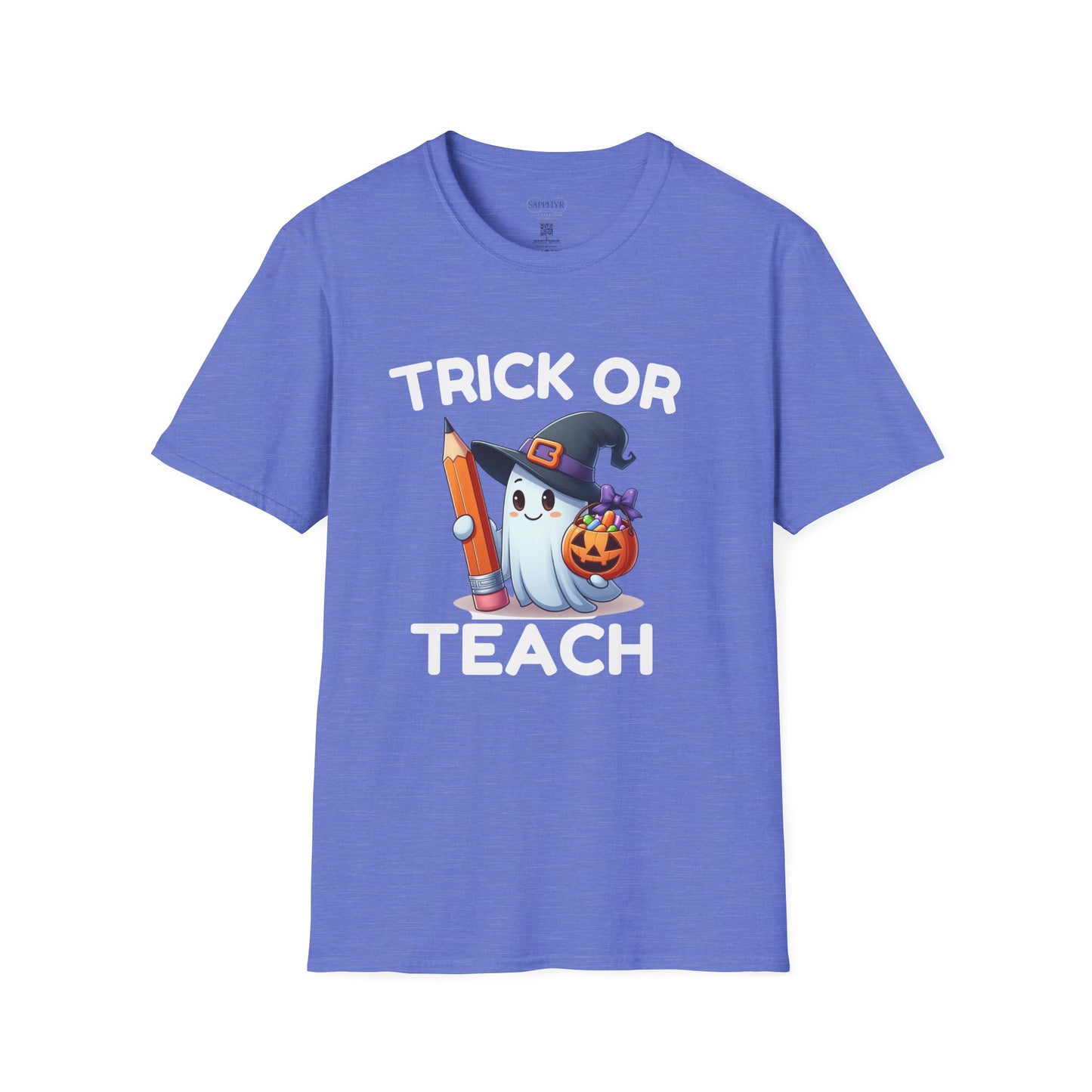 Halloween Teacher T-Shirt, Trick or Teach Shirt, Unisex Halloween Apparel, Cute Ghost Tee, Fall Classroom Outfit