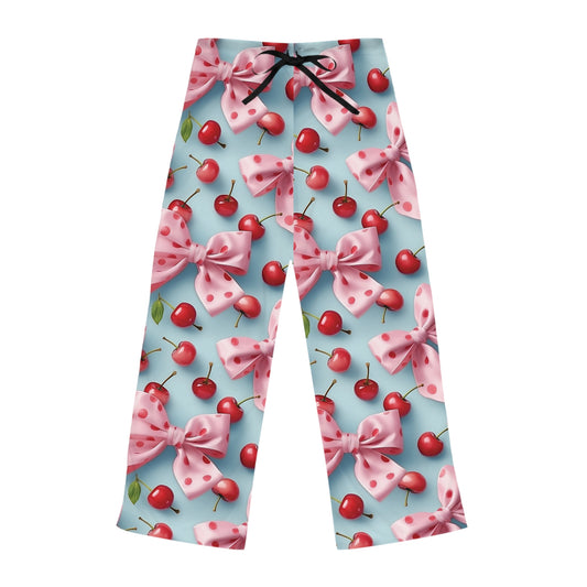 Charming Cherry Bow Women's Pajama Pants - Cute Sleepwear for Cozy Nights