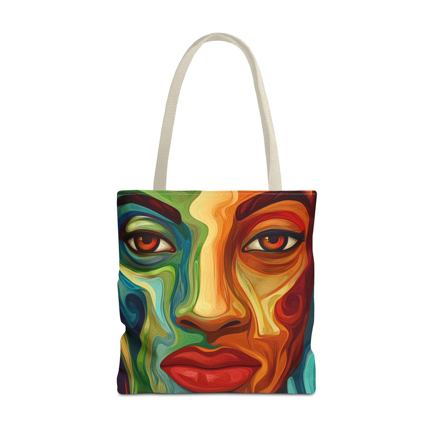 Vibrant Artistic Tote Bag - Colorful Face Design for Everyday Use