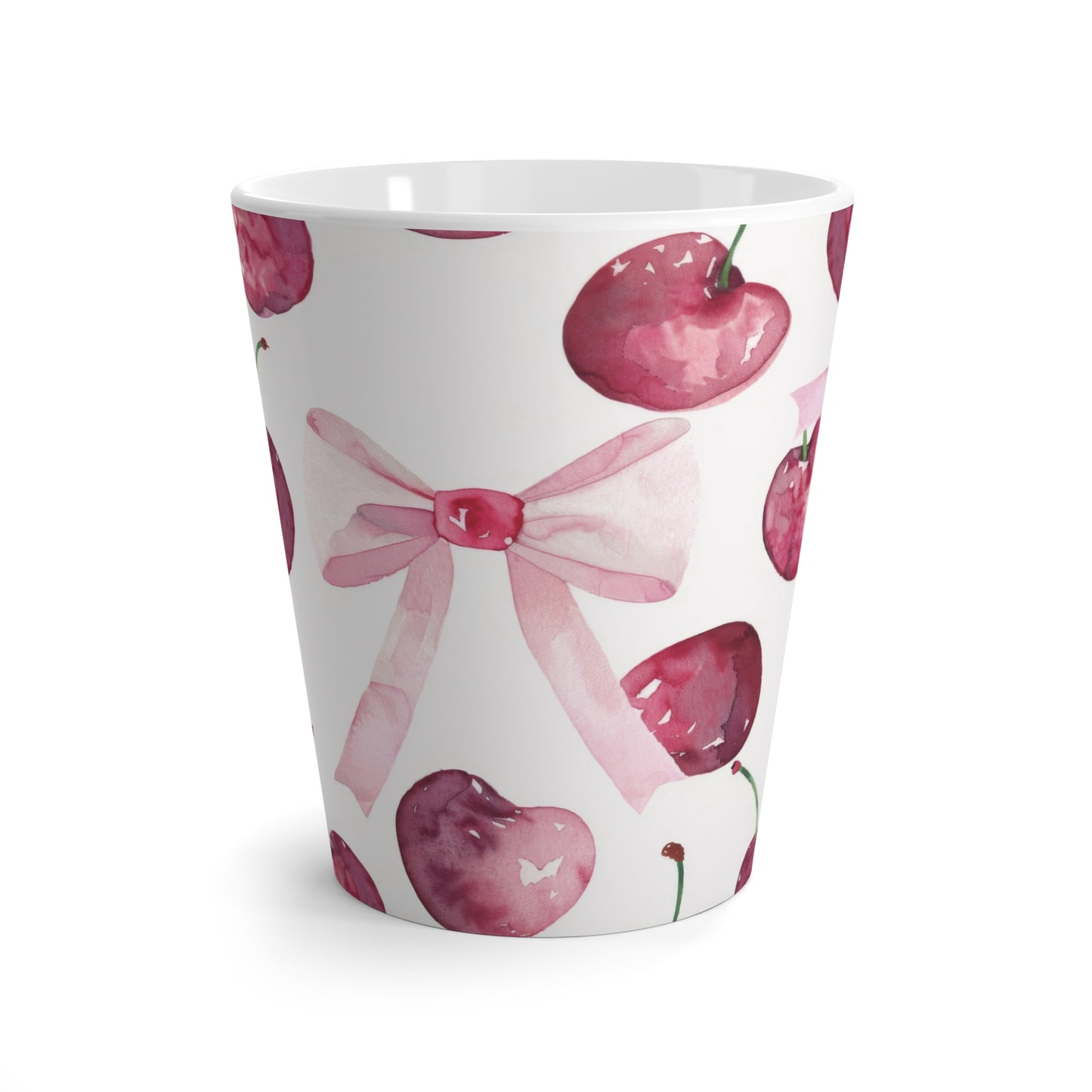 Cherry Blossom Latte Mug - Cute Watercolor Design for Coffee Lovers
