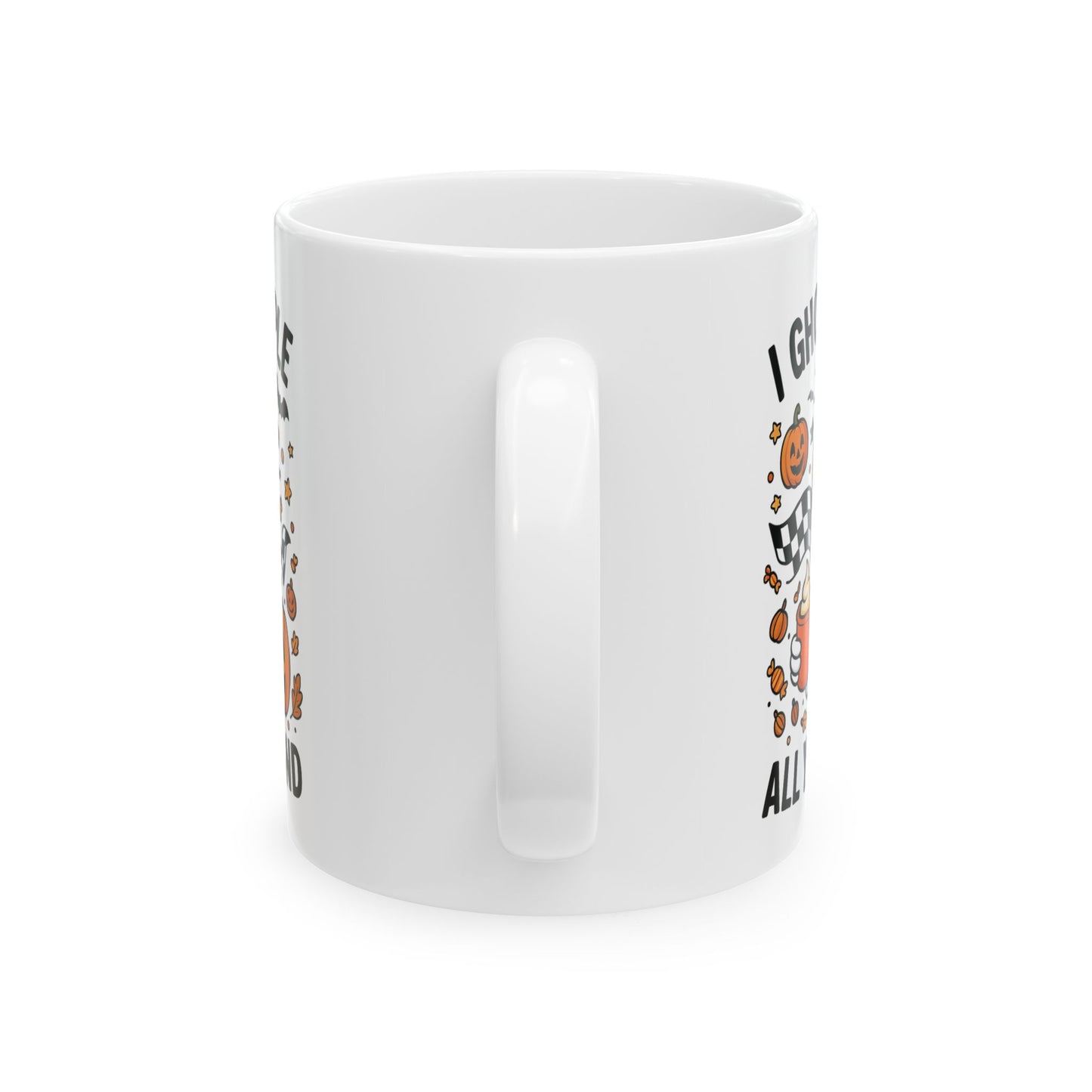 Spooky Ghost Halloween Mug, I Ghost My People All Year Round, Fall Decor, Halloween Gift, Cozy Kitchenware, Seasonal Drinkware