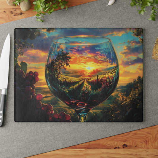 Scenic Wine Glass Cutting Board - Functional Art Gift for Wine Lovers & Home Cooks