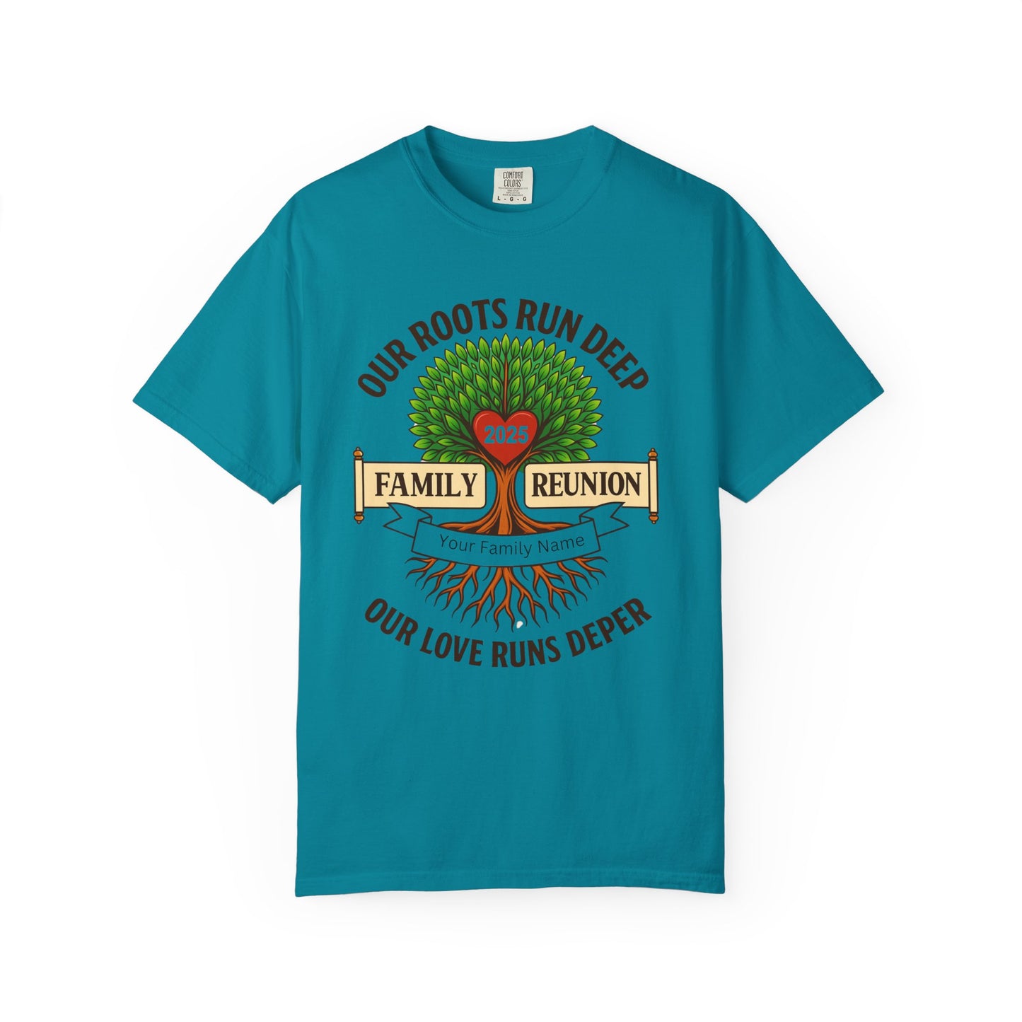Family Reunion T-Shirt, Unisex Garment-Dyed Tee, Family Heritage Gift, Roots and Love Graphic Shirt, Personalized Gathering Apparel