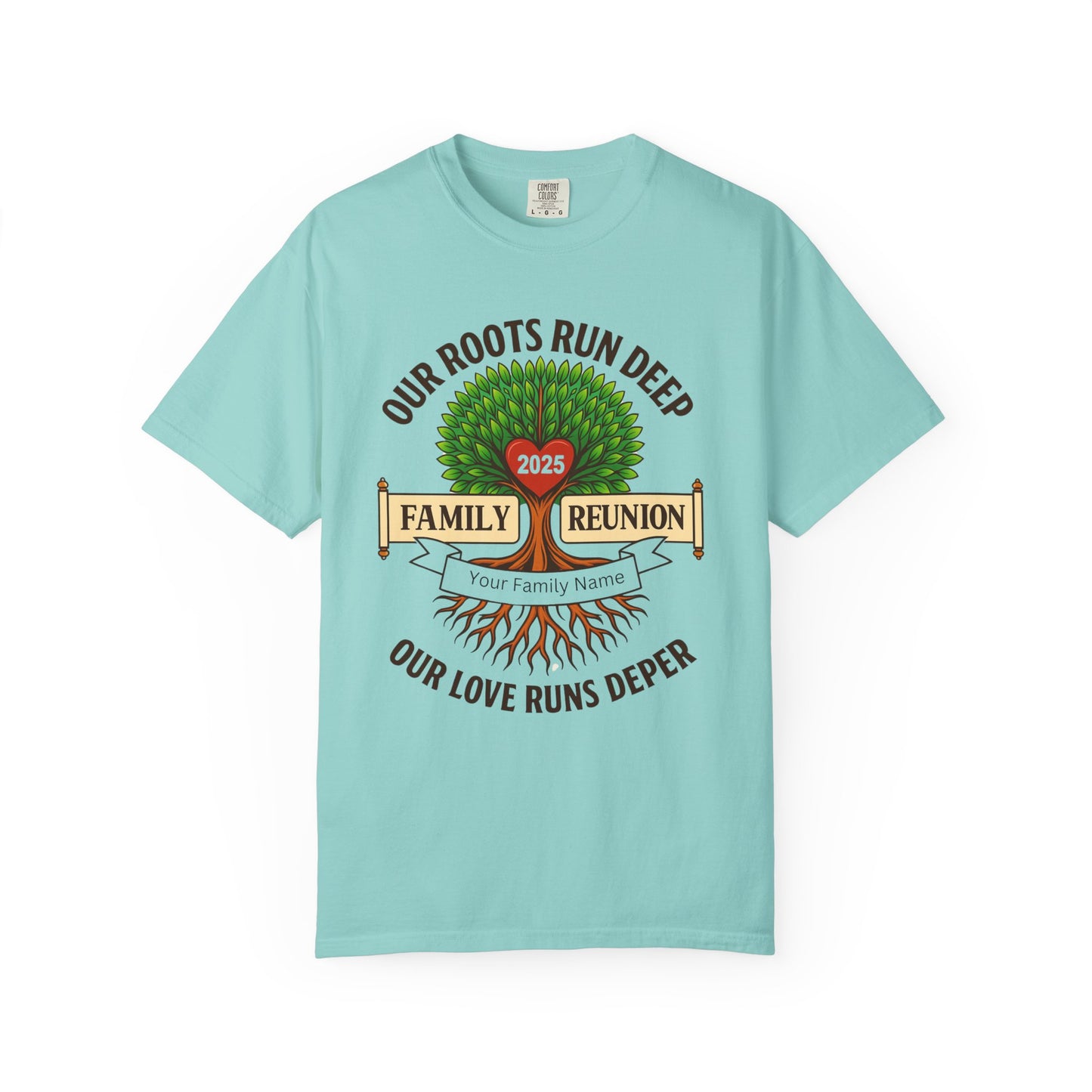 Family Reunion T-Shirt, Unisex Garment-Dyed Tee, Family Heritage Gift, Roots and Love Graphic Shirt, Personalized Gathering Apparel