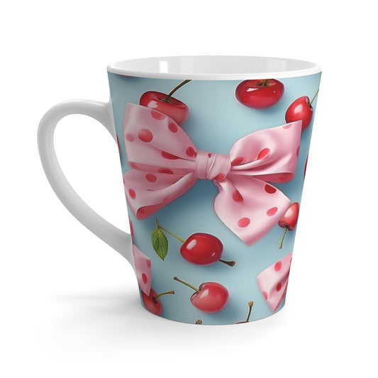 Cherry Blossom Latte Mug - Cute Polka Dot Design for Cozy Mornings