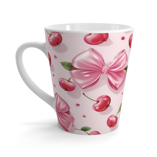 Charming Cherry Blossom Latte Mug - Cute Bow Design