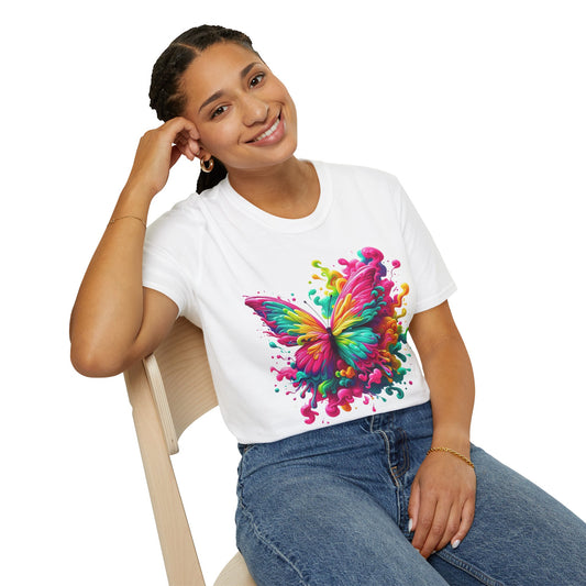 Colorful Butterfly Unisex T-Shirt, Vibrant Tee, Gift for Nature Lovers, Casual Wear, Spring Fashion, Birthday Present, Festival Outfit