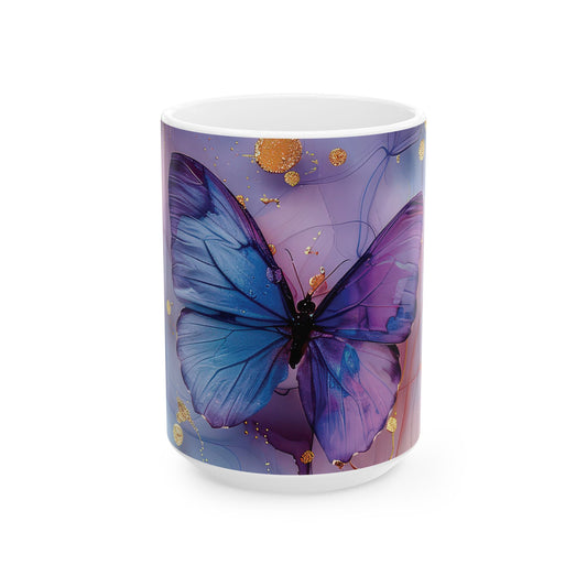 Elegant Butterfly Ceramic Mug - 11oz & 15oz Options - Perfect Gift for Nature Lovers