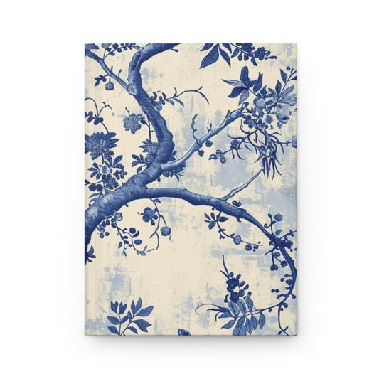 Elegant Floral Hardcover Journal - Blue and Cream Design