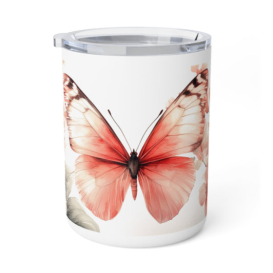 Floral Butterfly Insulated Coffee Mug | 10oz Travel Tumbler for Nature Lovers