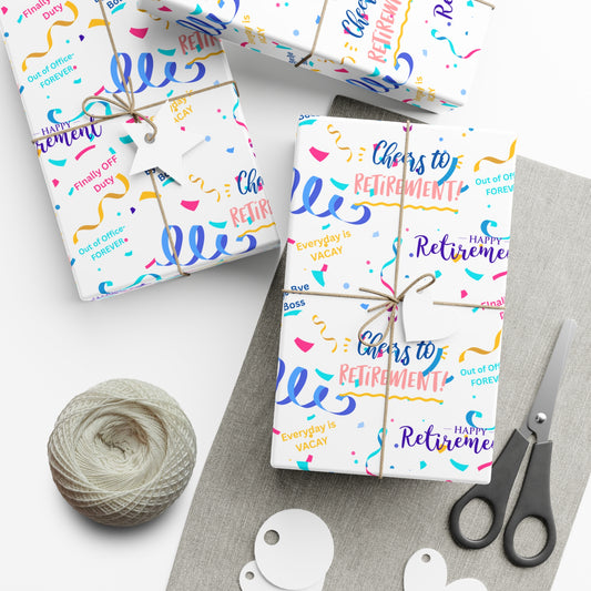 Retirement Gift Wrap Paper, Cheerful Celebration Wrapping Paper, Fun Holiday Gift Wrap for Retirement Parties, Ideal for Special Occasions