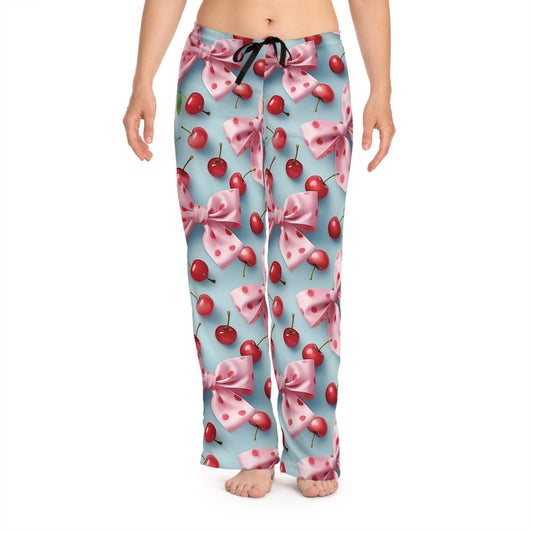 Charming Cherry Bow Women's Pajama Pants - Cute Sleepwear for Cozy Nights