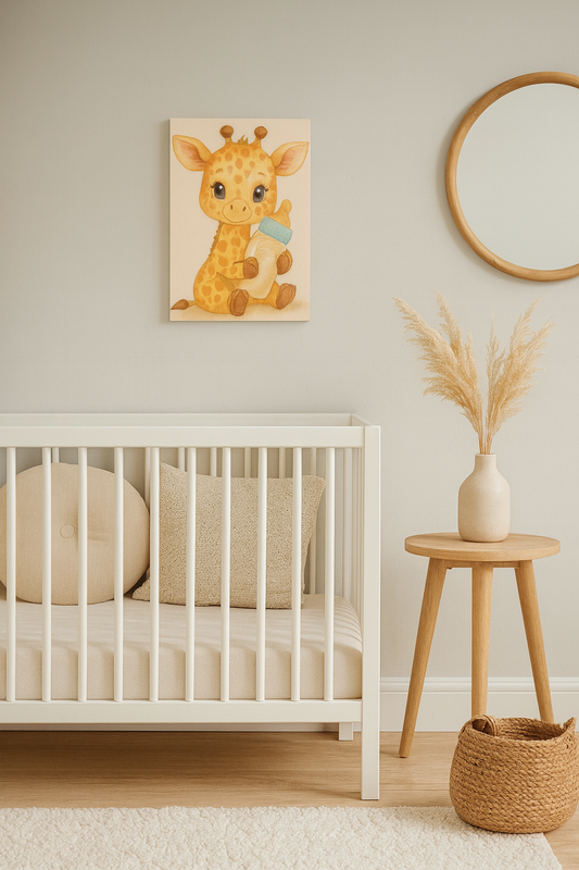 Adorable Giraffe Canvas Art, Nursery Decor, Baby Shower Gift, Cute Animal Wall Art, Kids Room Decoration