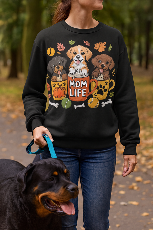 Mom Life Long Sleeve Tee, Mom dog, Cute Puppy Fall Coffee Mug Design