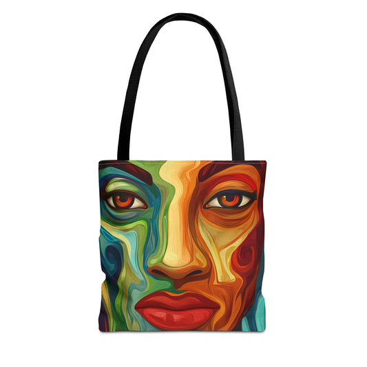 Vibrant Artistic Tote Bag - Colorful Face Design for Everyday Use