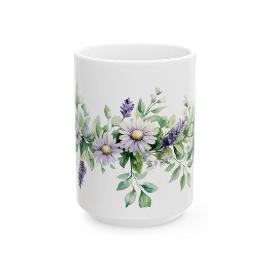 Floral Ceramic Mug - 11oz & 15oz - Perfect for Tea Lovers & Gift Giving