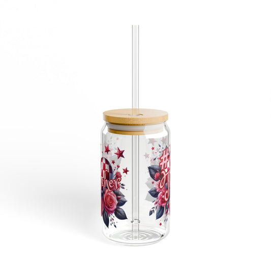 #1 Teacher Sipper Glass - 16oz Floral Drinkware Gift