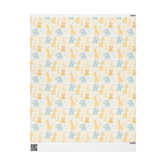 Adorable Animal Wrapping Paper Roll, Cute Gift Wrap for Baby Showers, Birthdays, and Celebrations