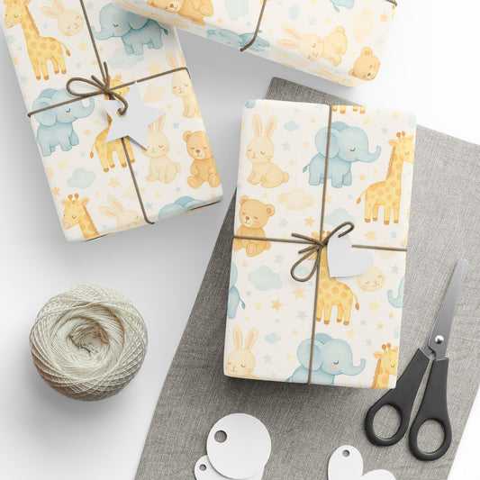 Adorable Animal Wrapping Paper Roll, Cute Gift Wrap for Baby Showers, Birthdays, and Celebrations